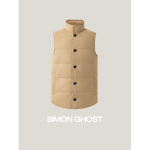 SIMON GHOST 男士秋冬新款麂皮絨馬甲休閒黃色羽絨馬夾外套上衣