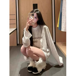 專櫃同款/ 自畱款 博主心頭愛！25S新款做舊燙鑽字母長袖 男女T恤