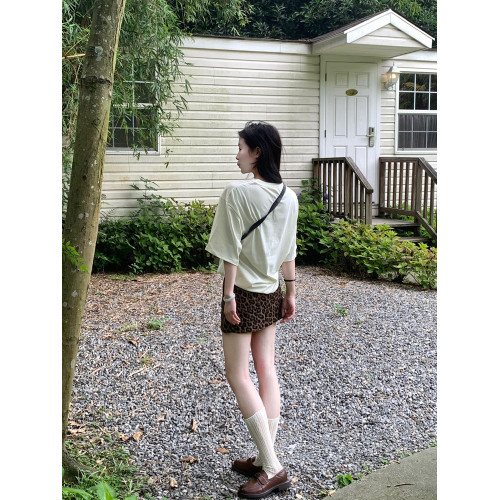 夏季衣服狗狗印花短袖女t恤2025新款韓系休閒百搭圓領半袖上衣tee