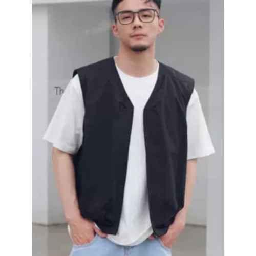 休閒簡約純色男士V領馬甲外套時尚潮流百搭夏季外穿無袖坎肩外套