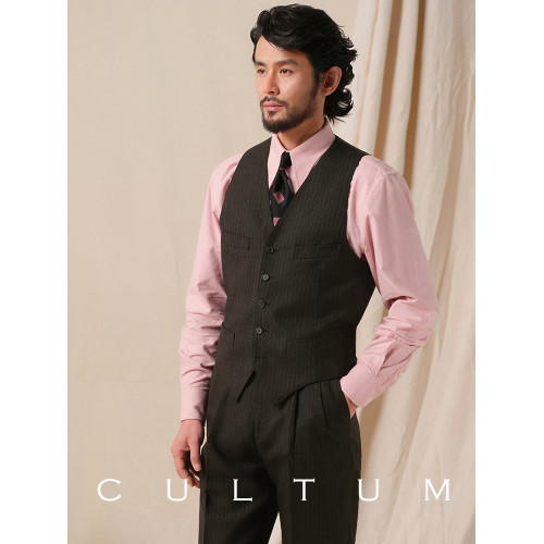 CULTUM 1930s復古加厚精紡全羊毛騎兵呢西服馬甲男士休閒商務馬夾
