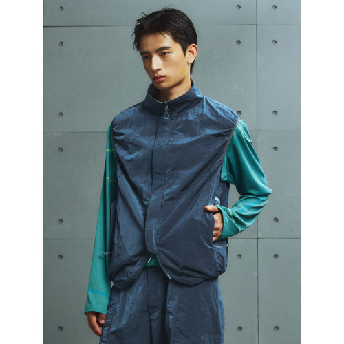 MOUNTAINFEVER AW24 皺感尼龍 六袋收納變包 格紋雙面穿立領馬甲