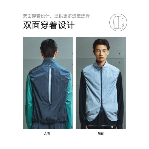 MOUNTAINFEVER AW24 皺感尼龍 六袋收納變包 格紋雙面穿立領馬甲