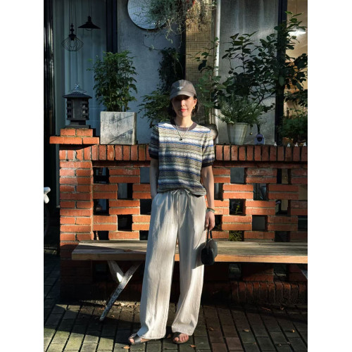 周浪清小個子純棉短袖女t恤2025新款夏季設計感圓領休閒氣質上衣