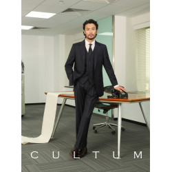 【70%澳洲美麗諾羊毛】CULTUM可機洗免熨燙通勤竪條紋西服馬甲男