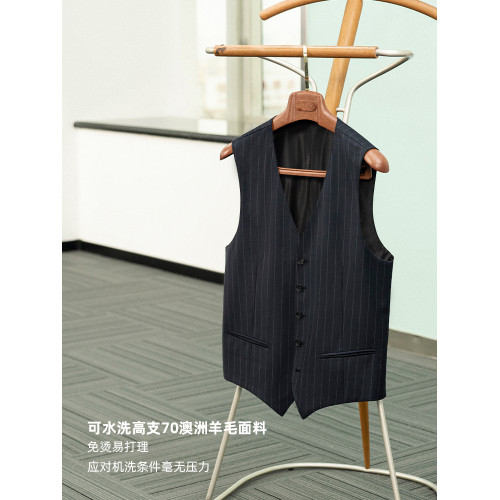【70%澳洲美麗諾羊毛】CULTUM可機洗免熨燙通勤竪條紋西服馬甲男