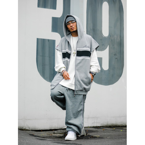 Acusa Jeans HipHop美式休閒連帽馬甲無袖外套肥大版型重磅毛圈男