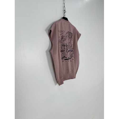 SMILEANDSAD REMAKE手工藝術趣味線條印花破領剪裁坎肩衛衣馬甲