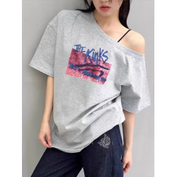 純欲辣妹白色斜領短袖女t恤2025夏季新款寬松顯瘦一字領漂亮上衣