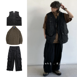 三件裝/單件夏日系復古多口袋工裝馬甲男女中性百搭無袖坎肩外套