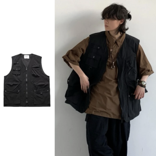 三件裝/單件夏日系復古多口袋工裝馬甲男女中性百搭無袖坎肩外套