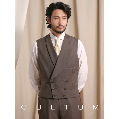 【澳洲羊毛 免熨燙】CULTUM親王格青果領雙排釦結婚新郎西裝馬甲