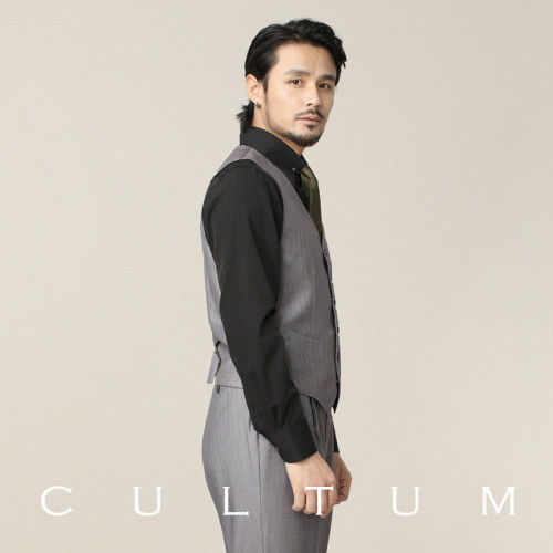 CULTUM Napoli系列意式V領單排釦條紋西服馬甲男商務紳士正裝馬夾