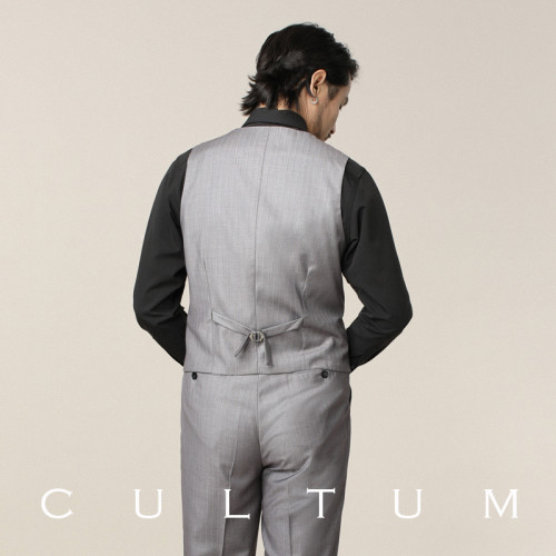CULTUM Napoli系列意式V領單排釦條紋西服馬甲男商務紳士正裝馬夾