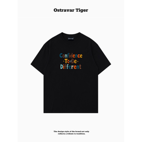 專櫃新款 Ostravar Tiger潮牌2025夏手繪慵懶風寬松純棉短袖女t恤
