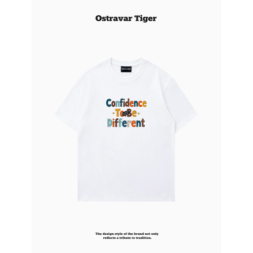 專櫃新款 Ostravar Tiger潮牌2025夏手繪慵懶風寬松純棉短袖女t恤