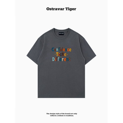 專櫃新款 Ostravar Tiger潮牌2025夏手繪慵懶風寬松純棉短袖女t恤