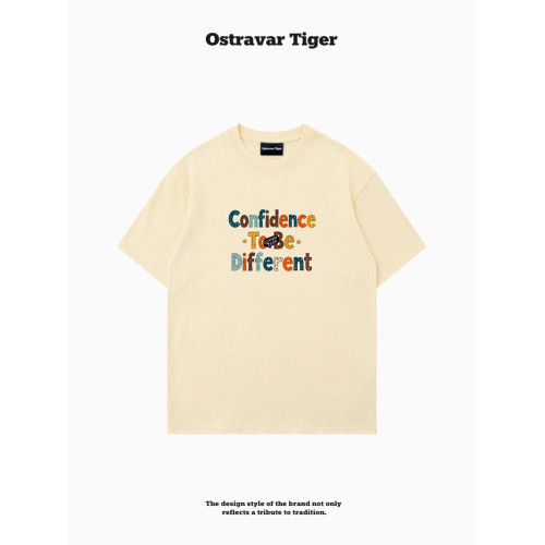 專櫃新款 Ostravar Tiger潮牌2025夏手繪慵懶風寬松純棉短袖女t恤