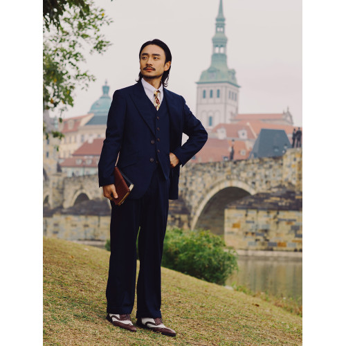 SOARIN英倫風復古千鳥格肌理紋西裝馬甲男 薄款商務修身婚禮馬夾