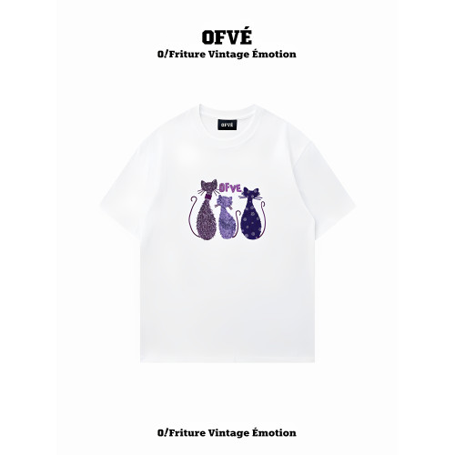 專櫃新款 OFVE韓國潮牌2025夏季設計感寬松純棉短袖女t恤上衣女裝