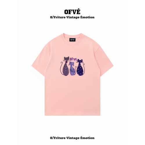 專櫃新款 OFVE韓國潮牌2025夏季設計感寬松純棉短袖女t恤上衣女裝
