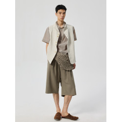 Simple Project*Linen Mock Neck Vest 亞麻小高領拼接馬甲