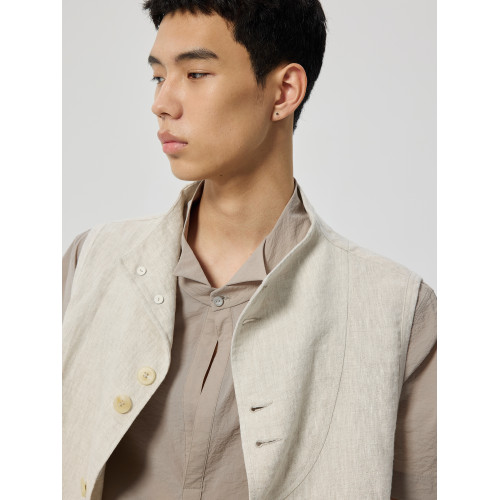 Simple Project*Linen Mock Neck Vest 亞麻小高領拼接馬甲