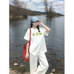 純棉短袖女t恤2025新款夏季設計感小衆美式寬松半袖圓領休閒上衣