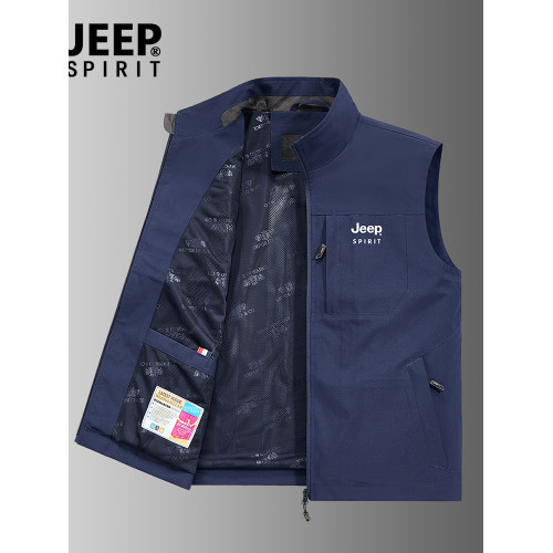 吉普JEEP馬甲男士春夏新款戶外運動休閒寬松大碼多袋工裝上衣外套