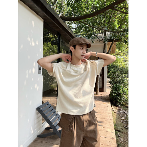乜Q美式休閒拉鍊設計無袖坎肩背心T恤男女原宿復古百搭肌理上衣潮