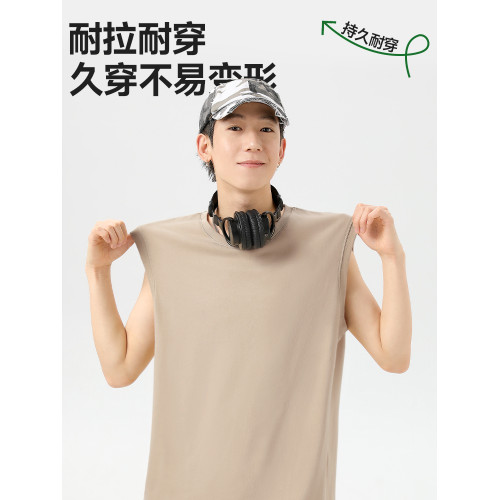 唐獅背心男款夏季新款純棉吸汗透氣寬鬆坎肩運動健身百搭無袖t恤