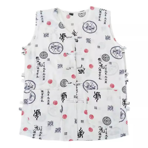 中老年夏季背心男士綿綢爺爺裝家居服大碼睡衣寬松開衫純棉綢短袖