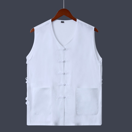 中老年夏季背心男士綿綢爺爺裝家居服大碼睡衣寬松開衫純棉綢短袖