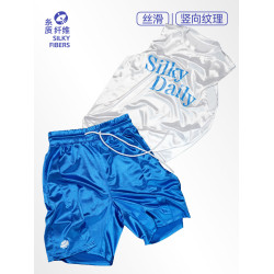 糸質纖維｜絲滑柔軟寬肩背心/短褲絲光運動服休閒運動圓領寬松