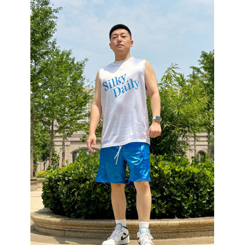 糸質纖維｜絲滑柔軟寬肩背心/短褲絲光運動服休閒運動圓領寬松