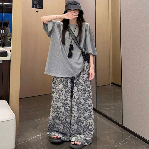 特大碼300斤高級感休閒套裝男女裝夏季鏤空網格馬甲短袖T恤休閒褲
