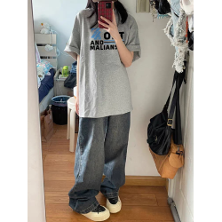 純棉短袖女t恤2025新款夏季設計感小衆美式寬松半袖休閒圓領上衣