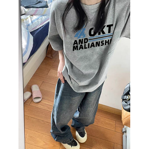 純棉短袖女t恤2025新款夏季設計感小衆美式寬松半袖休閒圓領上衣