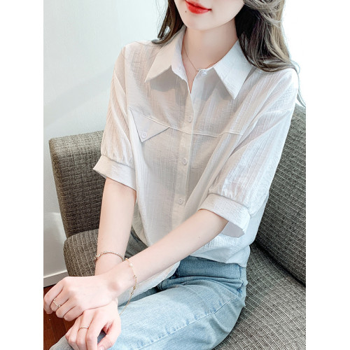 下擺打結設計感白色短袖女T恤2025新款夏季寬松防曬純棉襯衫上衣