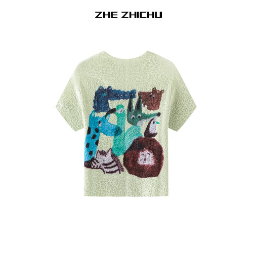 褶之初品牌褶皺正肩短袖女t恤夏洋氣三宅顯瘦超好看獨特漂亮上衣