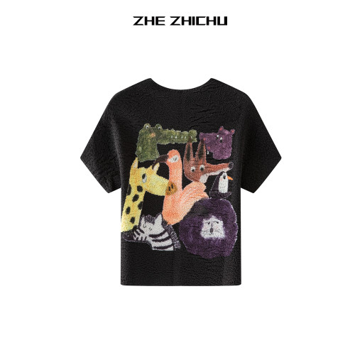褶之初品牌褶皺正肩短袖女t恤夏洋氣三宅顯瘦超好看獨特漂亮上衣