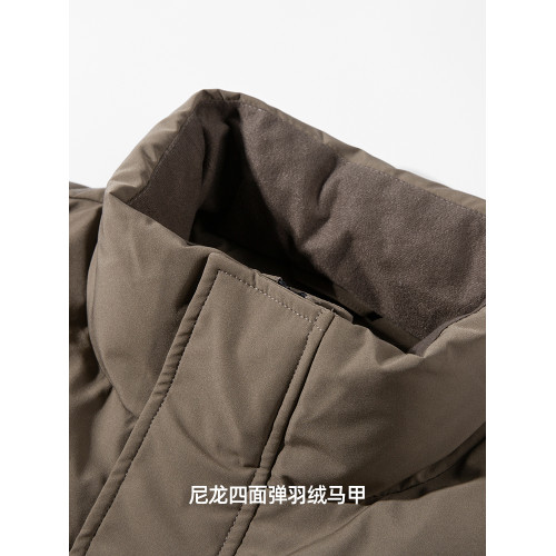 GR男裝特賣尼龍四面彈羽絨馬甲男冬季新品不規則絎線立領寬松外套