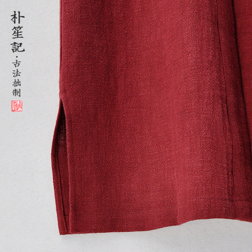 原創手製男士馬甲亞麻對襟道服寬松風漢服道袍大碼禪服藝坎肩