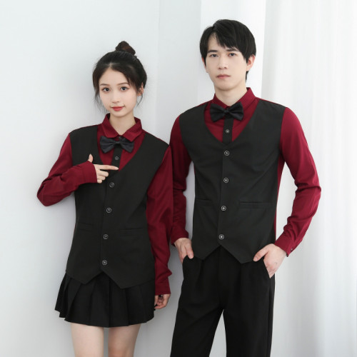 娛樂會所KTV服務員工作服裝長袖襯衫男女馬甲酒店酒吧服務生工衣