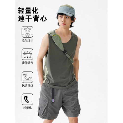 山系戶外運動無袖坎肩T恤男女戶外輕量跑步防曬吸溼速乾背心夏季