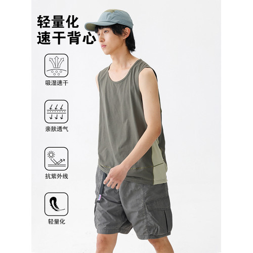 山系戶外運動無袖坎肩T恤男女戶外輕量跑步防曬吸溼速乾背心夏季