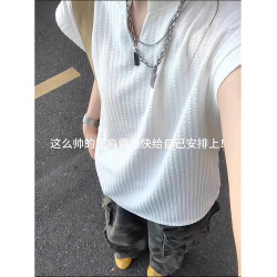 白色肌理感冰絲v領背心男女夏季薄款速乾運動汗衫無袖t恤美式坎肩