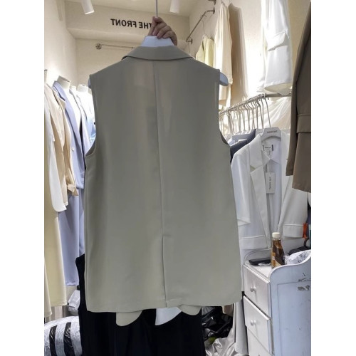 大版300斤翻領無袖一粒釦設計感西服夏寬松薄款西裝馬甲外套男女