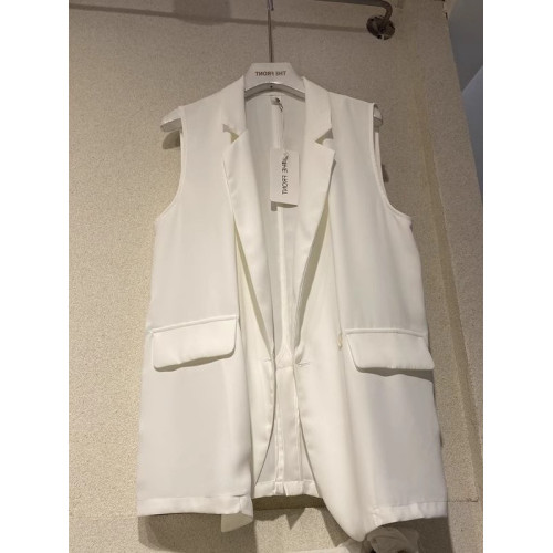 大版300斤翻領無袖一粒釦設計感西服夏寬松薄款西裝馬甲外套男女