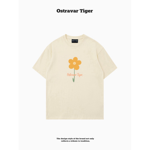 專櫃新款 Ostravar Tiger潮牌2025夏手繪慵懶風寬松純棉短袖女t恤
